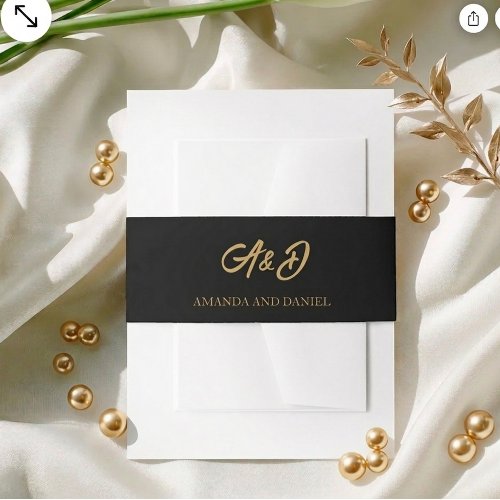 Luxury Black and Gold Wedding Invitation Belly Band