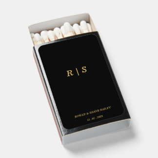 Luxury Black and Gold Wedding Match Box