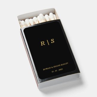 Luxury Black and Gold Wedding Match Box