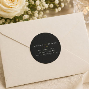 Luxury Black and Gold Wedding Return Address Label