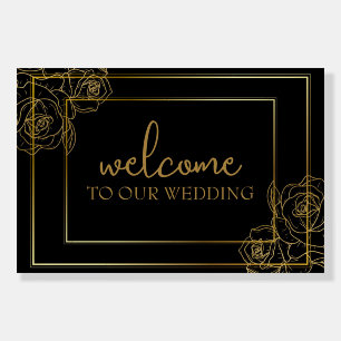 Luxury Black and Gold Wedding Welcome Sign