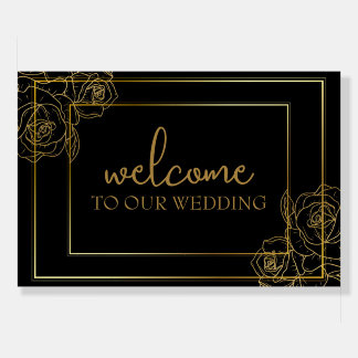 Luxury Black and Gold Wedding Welcome Sign