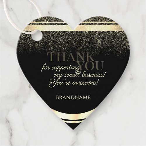 Luxury Black and Gold with Glitter Rain Thank You Favor Tags