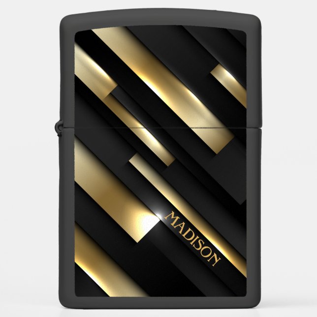 Luxury Black and Gold  Zippo Lighter (Front)