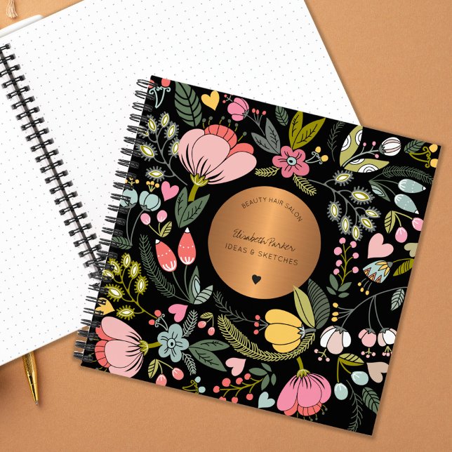 Luxury black and pastel pink floral sketch book (Creator Uploaded)