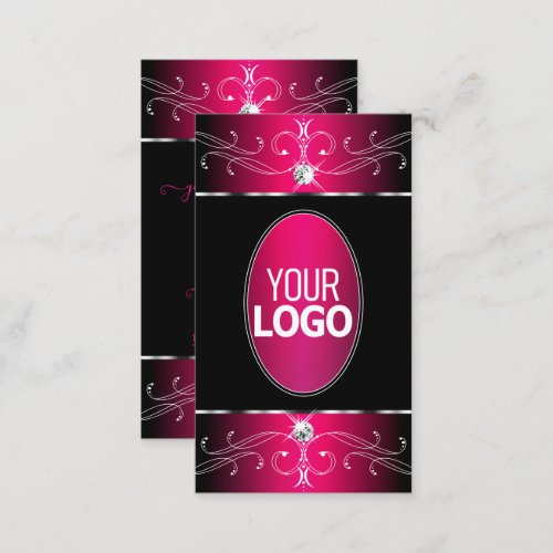 Luxury Black and Pink Ornate Ornaments with Logo Business Card