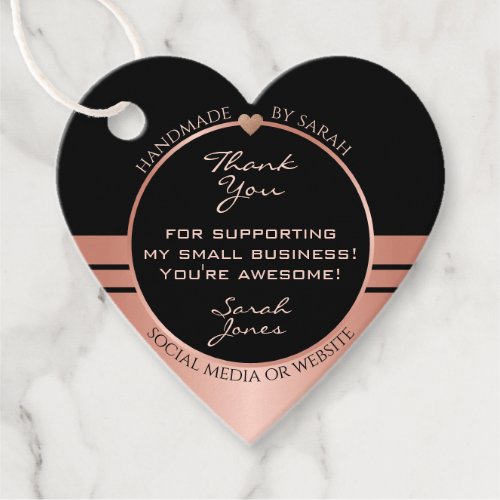 Luxury Black and Rose Gold Packaging Thank You Favor Tags