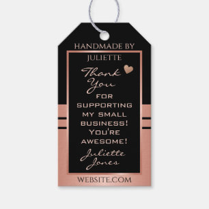 Luxury Black and Rose Gold Packaging Thank You Gift Tags