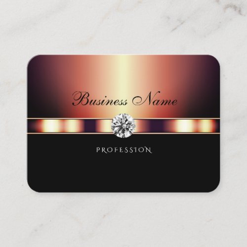 Luxury Black and Rose Gold with Shimmery Diamonds Business Card