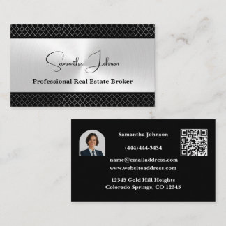 Luxury Black and Silver Real Estate Business Card