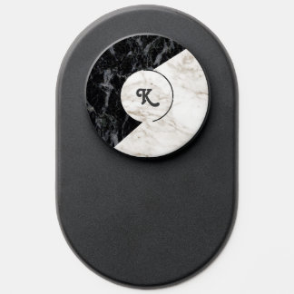 Luxury black and white marble geometric design PopSocket