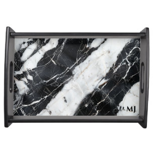 Luxury Black And White Marble Serving Tray
