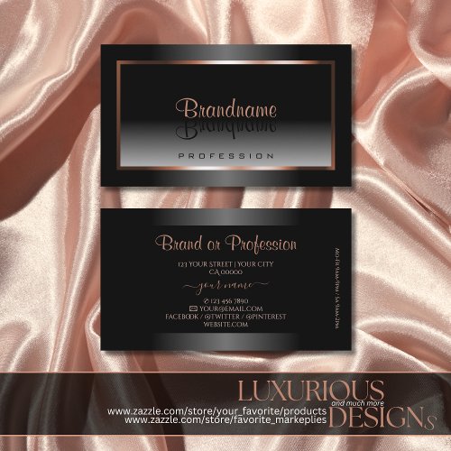 Luxury Black and White Ombre Rose Gold Frame Noble Business Card