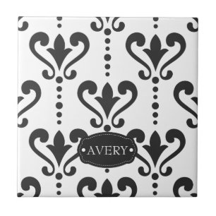 Luxury Black and White Personalized Ceramic Tile