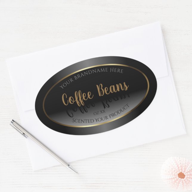 Luxury Black and White Product Labels Gold Frame (Envelope)
