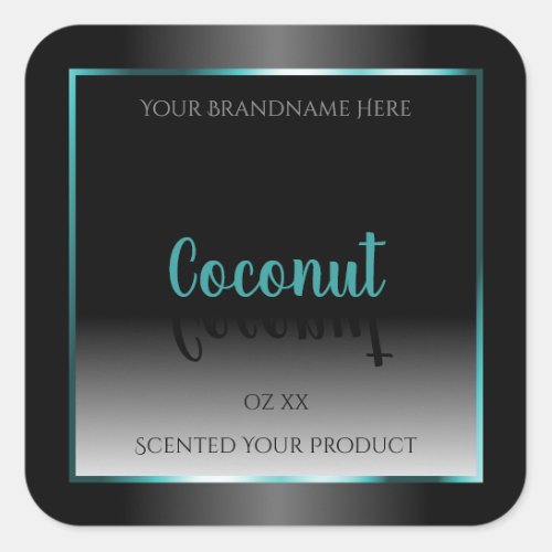 Luxury Black and White Product Labels Teal Frame