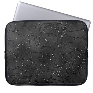 Luxury black background pattern with sparkles laptop sleeve