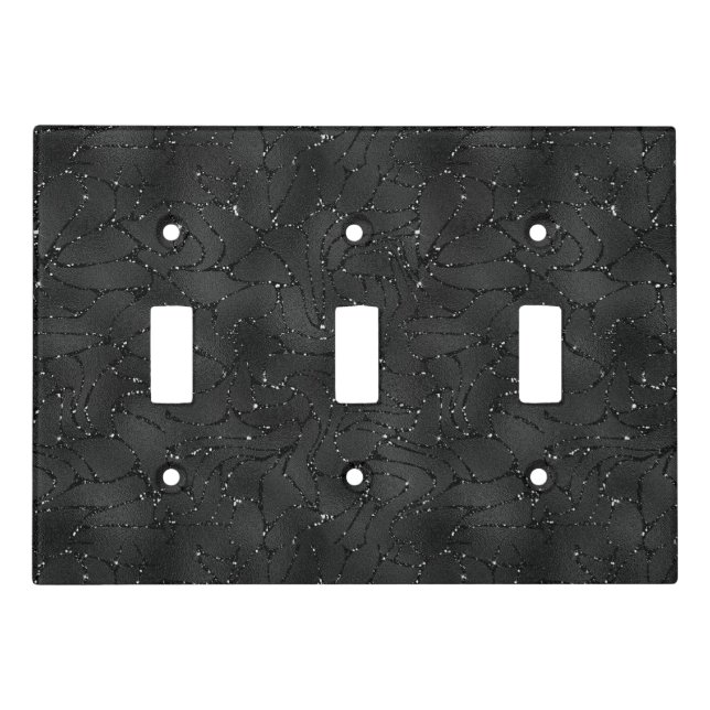 Luxury black background pattern with sparkles light switch cover (Front)