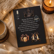 Luxury Black Birthday Card for Her | Elegant Crown