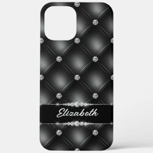 Luxury Black Bling Sparkle Diamond Custom Name  iPhone 12 Pro Max Case