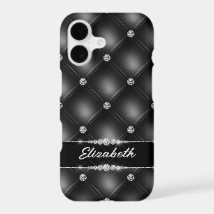Luxury Black Bling Sparkle Diamond Custom Name iPhone 17 Case