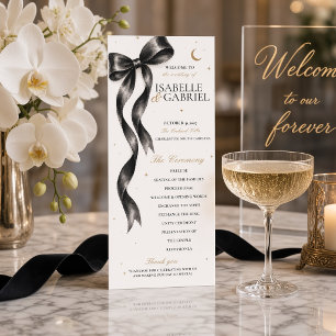 Luxury Black Bow Wedding Program Elegant