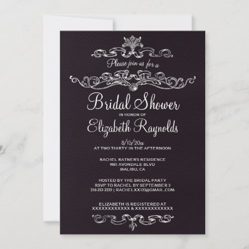 Luxury Black Bridal Shower Invitations