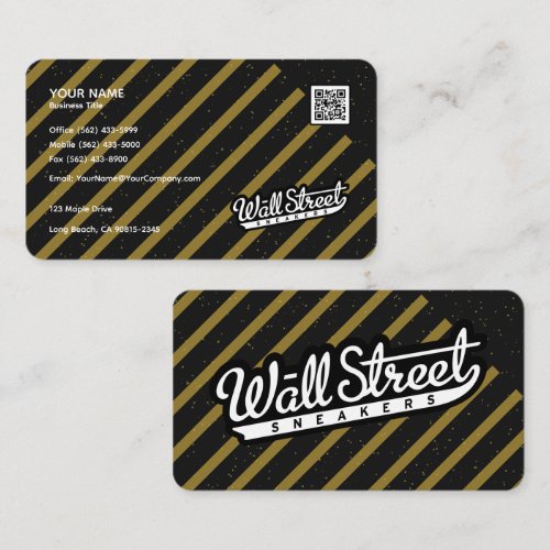 Luxury Black Business Card with Gold Sparkle &amp; Str