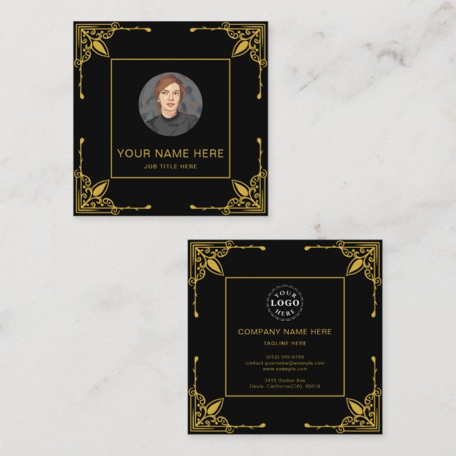 Luxury Black Calling Card Featuring Metallic Gold (Front/Back)