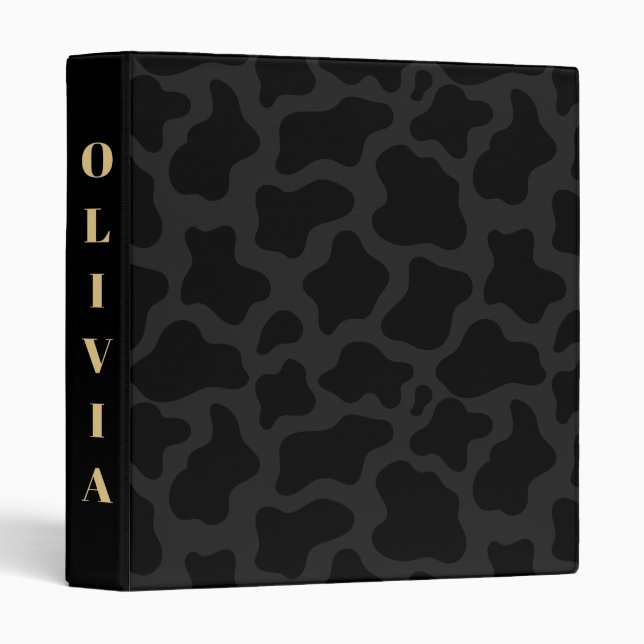 Luxury Black Camo Pattern 3 Ring Binder (Front/Spine)