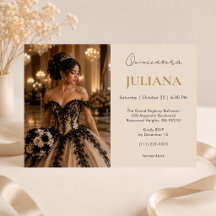 Luxury Black Champagne Quinceañera Invitation
