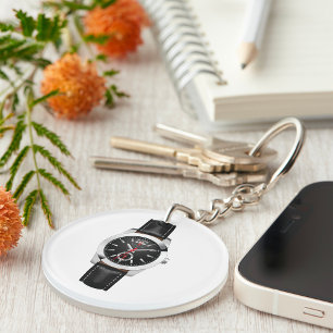 Luxury Black Chronograph Watch Stylish Timepiece Keychain