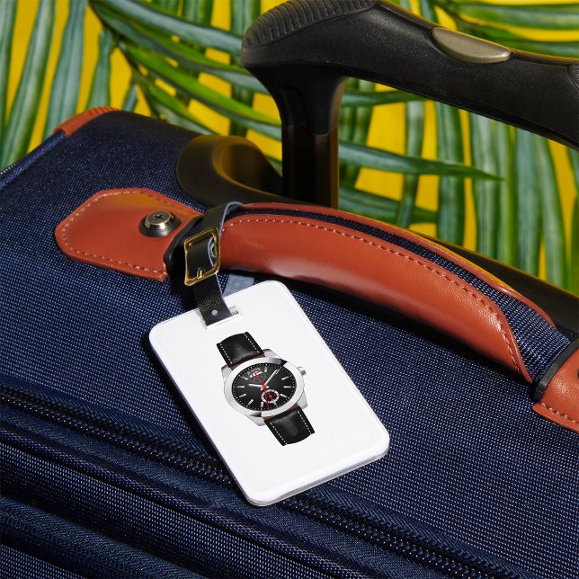 Luxury Black Chronograph Watch Stylish Timepiece  Luggage Tag (Creator Uploaded)