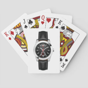 Luxury Black Chronograph Watch Stylish Timepiece Poker Cards