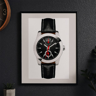 Luxury Black Chronograph Watch Stylish Timepiece Poster