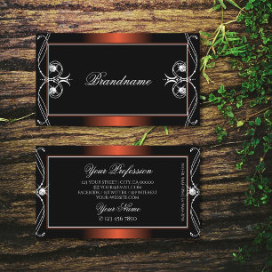 Luxury Black Copper Sparkle Jewels Ornate Ornament Business Card