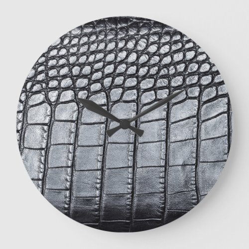 Luxury Black Crocodile Skin Texture Large Clock