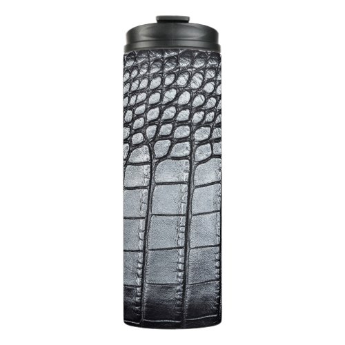 Luxury Black Crocodile Skin Texture Thermal Tumbler