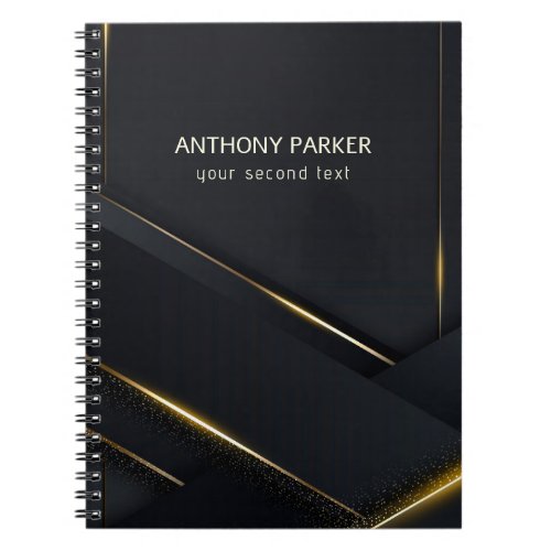 Luxury Black Dark Gray Background Gold Lines Notebook
