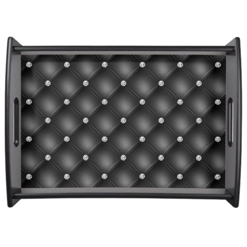 Luxury Black Diamond Tufted Pattern Serving Tray