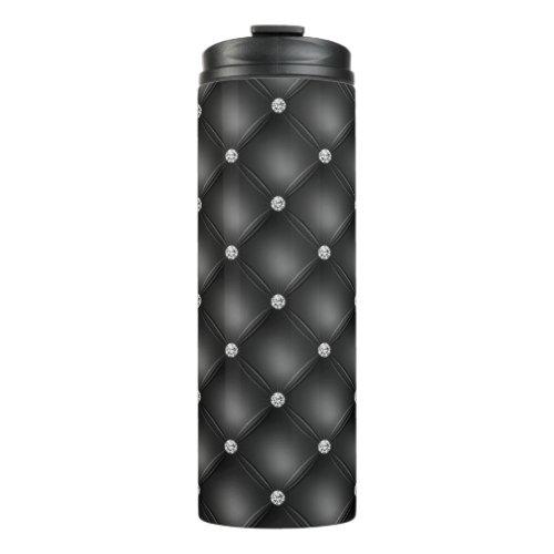 Luxury Black Diamond Tufted Pattern Thermal Tumbler