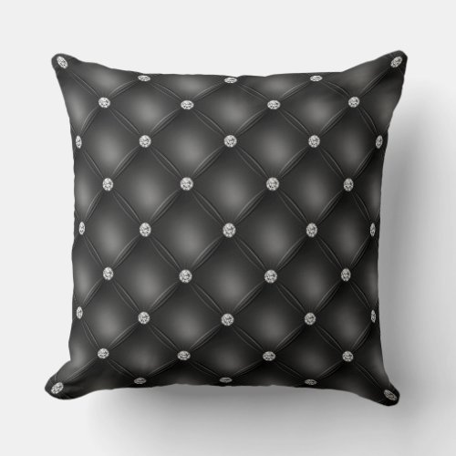 Luxury Black Diamond Tufted Pattern Throw Pillow