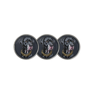 Luxury Black Dog With Gold Chain Golf Ball Marker