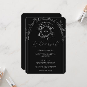 Luxury Black elegant Rehearsal Dinner Invitation