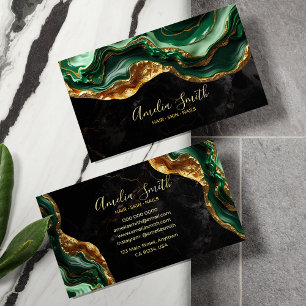 Luxury Black & Emerald Green Marble with Gold Glit Business Card