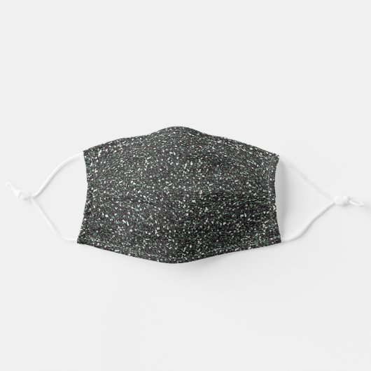 Luxury Black Faux Glitter Glamorous Sparkling Adult Cloth Face Mask (Front, Unfolded)