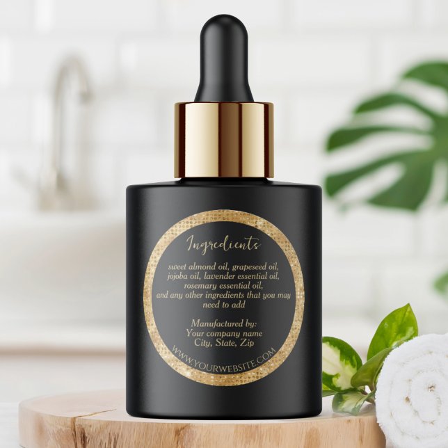 Luxury Black & Faux Gold Glitter Ingredients Label (Creator Uploaded)