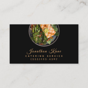 Luxury Black Food Plate Catering Chef Service Business Card