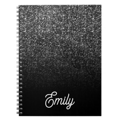 Luxury Black Glitter and Ombre Notebook