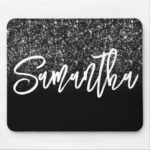 Luxury Black Glitter Ombre Personalized Mouse Pad